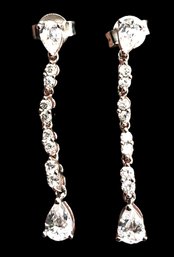 Vintage Sterling Silver Rhinestone Dangle Earrings