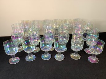 Iridescent Stemmed Glass Set