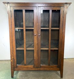 An Early 20th Century Mission Oak China Cabinet In Stickley Style