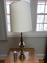Nice Quality Vintage Antiqued Brass Table Lamp With Shade. Works As It Should. 2 Of 2.