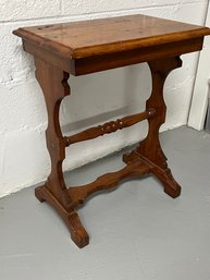 Vintage Wooden Side Table With Hourglass Shaped Legs