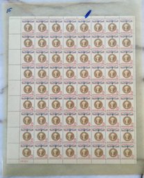 Scott # 1160 FULL SHEET Of 72 Unused 1960 Gold Champions Of Liberty Ignacy Paderewski Eight 8 Cent U.S. Stamps