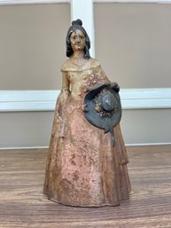 Antique Victorian Woman Cast Iron Doorstop