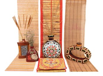 Natural Reed Table Runners,  Assorted Floral And Geometric Vases And Global Home Decor In Deep Rich Hues