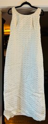 Vintage Women's Formal Long Dress With Train - Cream With Zig Zag Pattern