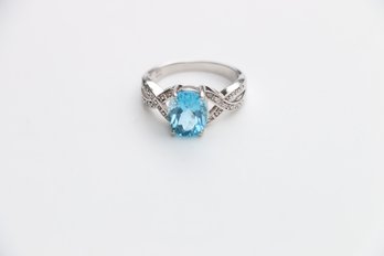 Sterling Silver Blue Topaz Ring Size 8