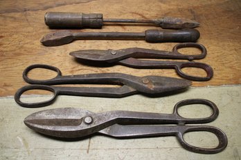 Mixed Tool Lot With Tin Snips And Soldering Irons