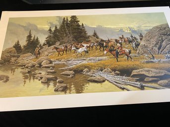 NATIVE AMERICANS LEADING HORSES TO WATER PRINT