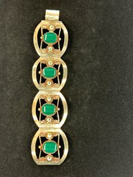 Sterling And Green Stone Bracelet