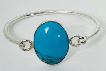 MEXICAN STERLING SILVER AND OVAL TURQUOISE BRACELET