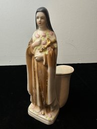St Therese Of Lisieux Figurine With Flower Holder On Back