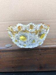 Vintage Clear And Gold Glass Bowl Star Pattern