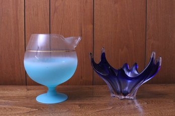 Two Colorful Art Glass Items