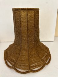 Vintage Brown Speckled Gold Beaded Lamp Shade