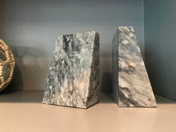 Pair Of Wedge Shaped Marble Bookends