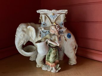 Ceramic Elephant/girl Figurine