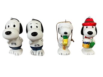 Lot/4 Vintage Peanuts/Snoopy Collectible Christmas Ornaments (Japan)