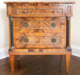 An Antique Italian Marquetry Veneer Petit Chest Of Drawers