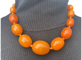 Vintage Puffy Orange Beaded Necklace
