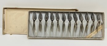 Set 12 Vintage Sterling Silver Corn Holders In Original Box