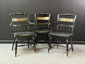 Three Vintage Hitchcock Chairs, Made Expressly For G. Fox & Co.