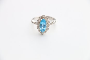 Sterling Silver Blue Topaz Ring Size 8