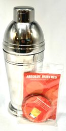 Vintage Absolut Ruby Red Recipe Magnets & Stainless Cocktail Shaker