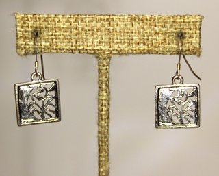 Fine Sterling Silver Pieced Earrings Square Form