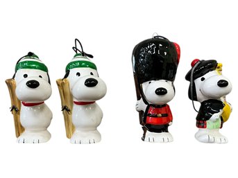 Lot Of 4 Peanuts/Snoopy Christmas Ornaments - Vintage - Set/4