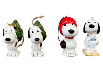 Lot Of 4 Peanuts/Snoopy Christmas Ornaments - Vintage - Set/4