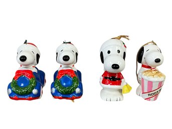 Lot Of 4 Peanuts/Snoopy Christmas Ornaments - Vintage - Set/4