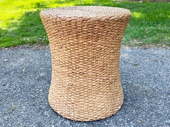 A Natural Woven Fiber Cocktail Table - Perfect For Summer Entertaining!