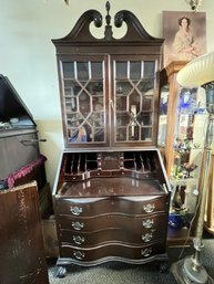 Chippendale, Flame Top, Drop Front, Upper Bookcase, Lower Drop Front,  Secretary