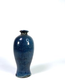 Studio Pottery Melping Vase - Heavy An With Beautiful Blue Tones