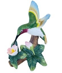 Lovely Vintage Porcelain Hummingbird On Branch Figurine