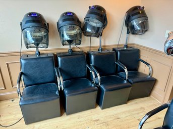 Lot Of Four Hard Hat Kwik Dri Professional Hair Dryers Model 514 From Pibbs Italy With Chairs