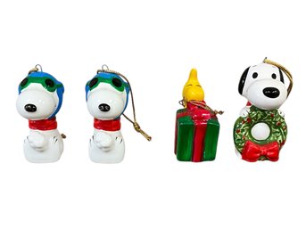 Lot Of 4 Peanuts/Snoopy Christmas Ornaments - Vintage - Set/4