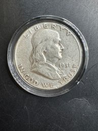 1951 Benjamin Franklin Silver Half Dollar