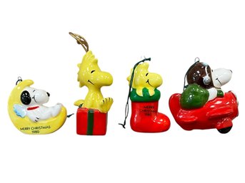 Lot Of 4 Peanuts/Snoopy Christmas Ornaments - Vintage - Set/4