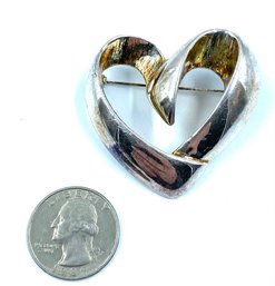 Silvertone Heart Brooch