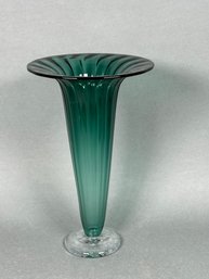 Beautiful Green Fluted Vase