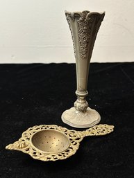 Misc Brass Lot - Vase And Spoon Holder