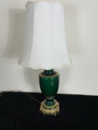 Green And Brass  Table Lamp With Shade