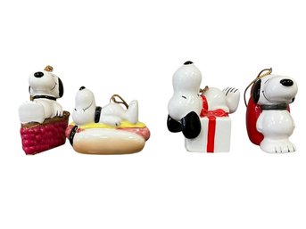 Lot Of 4 Peanuts/Snoopy Christmas Ornaments - Vintage - Set/4