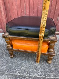 Vintage MCM Ethan Allen Stacking Footstools Orange And Black Pleather Vinyl 17x17x8