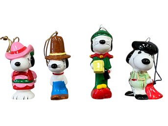 Vintage Peanuts Snoopy Set/4 Christmas Ornaments (Japan)