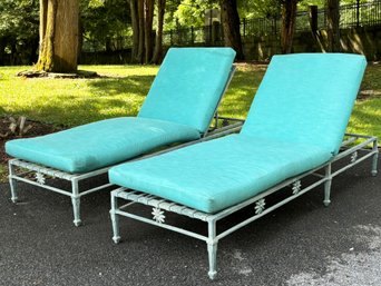 A Pair Of Elegant Vintage Neoclassical Cast Aluminum Lounge Chairs By Michael Taylor