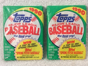 (2) 1990 Topps Baseball Card Sealed Wax Packs - L