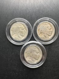 3 Buffalo Nickels 1916, 1920, 1925