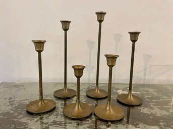 Vintage Brass Thin Profile Taper Candleholders